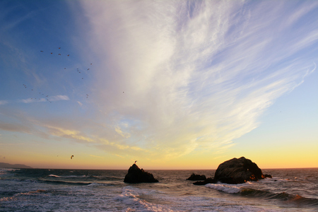 Evening oceanの写真素材