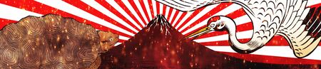 Beautiful mountains, cranes and turtlesの写真素材