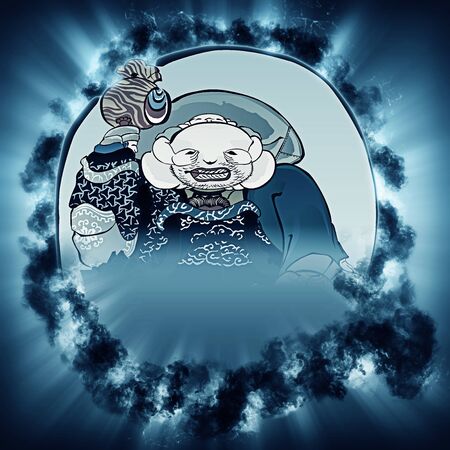 God of Fortune in the Smokeの写真素材