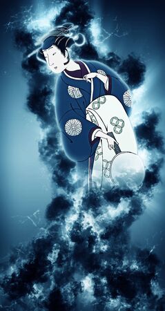 Ukiyoe Kabuki Actor Female Part 3 Smoke Versionの写真素材