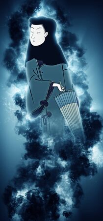 Ukiyoe Kabuki Actor Female Part 6 Smoke Versionの写真素材
