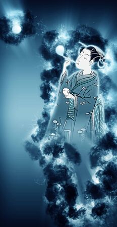 Ukiyoe Women Part 16 Smoke Versionの写真素材