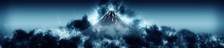 A beautiful mountain drawn with smokeの写真素材