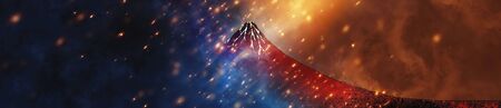A beautiful mountain with light coming in from the top rightの写真素材