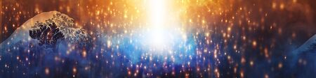a wave with light coming from aboveの写真素材