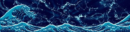 Waves floating in the dark seaの写真素材