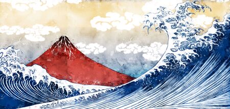 View of Japan in the watercolor styleの写真素材