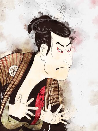 A kabuki actor with a watercolor feelの写真素材