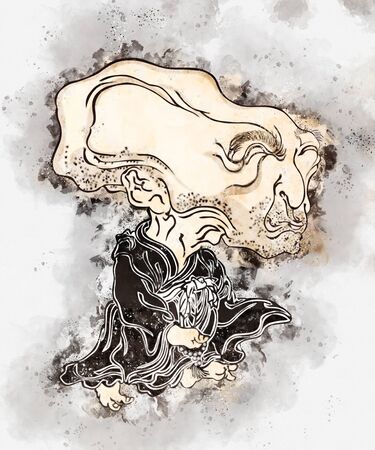 The priest of the watercolor feelingの写真素材