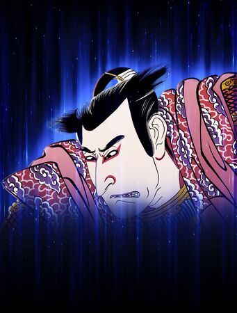 Kabuki actor shining blueの写真素材