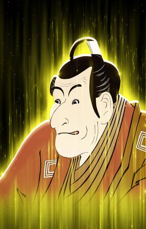 Kabuki actor shining yellowの写真素材