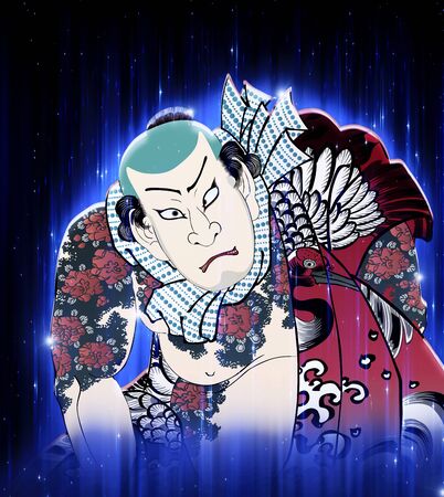 Kabuki actor shining blue