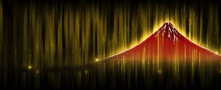 A beautiful mountain shining yellowの写真素材