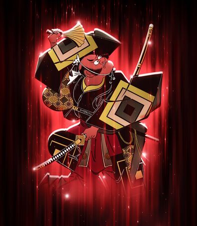 Kabuki actor shining redの写真素材