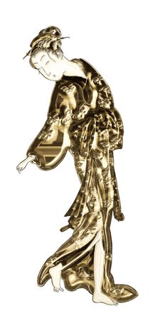 a woman shining goldの写真素材