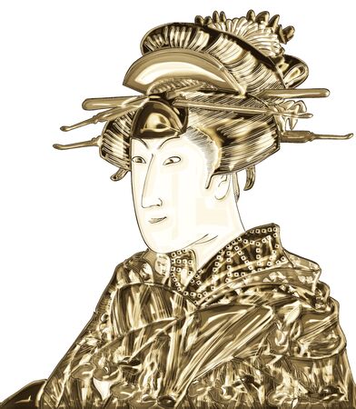 a woman shining goldの写真素材