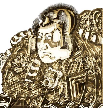 Kabuki actor shining in goldの写真素材