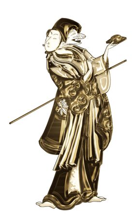 Kabuki actor shining in goldの写真素材
