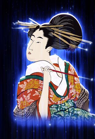 Kabuki actor shining blueの写真素材