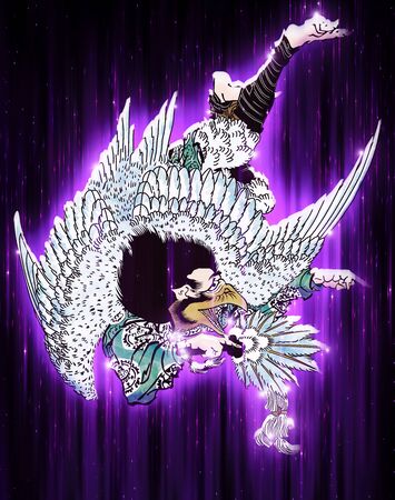 A tengu shining in purpleの写真素材