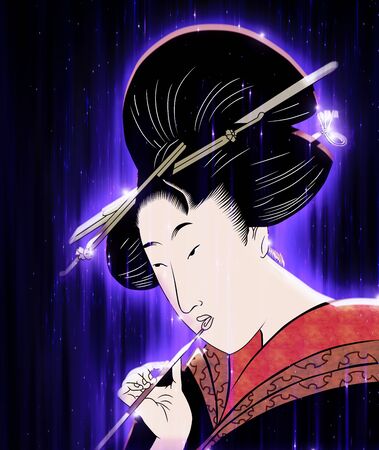 Kabuki actor shining blueの写真素材