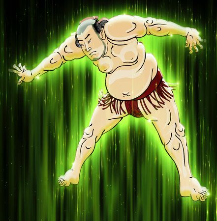 The Sumo Wrestler Shining in the Greenの写真素材