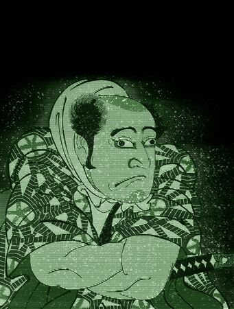 Kabuki actor in a green hologramの写真素材