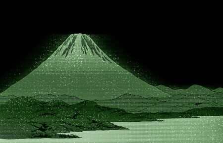 View of Japan with green hologramの写真素材