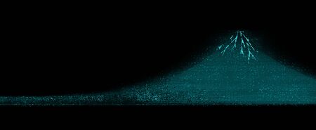 Mt. Fuji with a blue hologramの写真素材