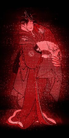 Kabuki actor in a red hologramの写真素材