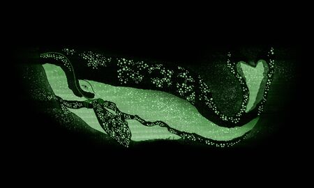 Green Hologram Whaleの写真素材