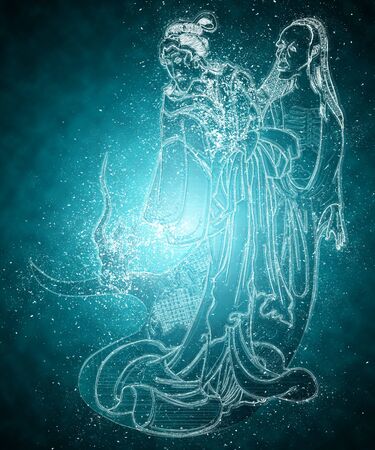 The ghost of the frozen feeling and the woman in the kimonoの写真素材