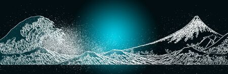 Frozen sea and mountainsの写真素材