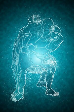 The effort of the sumo of the frozen feelingの写真素材