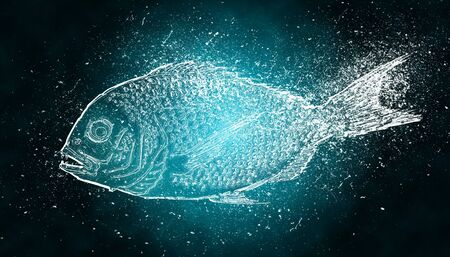 A fish that feels frozenの写真素材