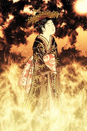 The Girl in the Flamesの写真素材