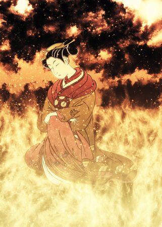 The Girl in the Flamesの写真素材