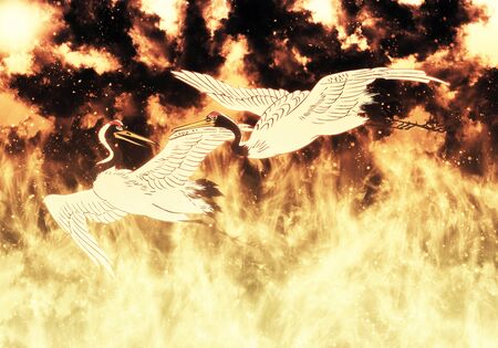 Ukiyoe Tsuru Part 4 Flame Versionの写真素材