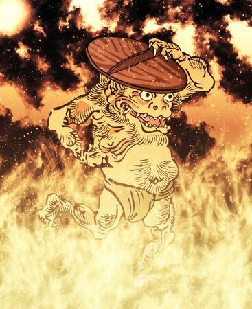 A creature in flamesの写真素材