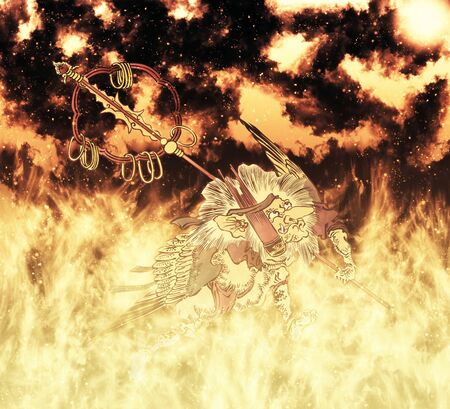 A creature in flamesの写真素材