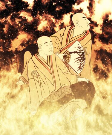 Ukiyoe Monk Part 3 Flame Versionの写真素材