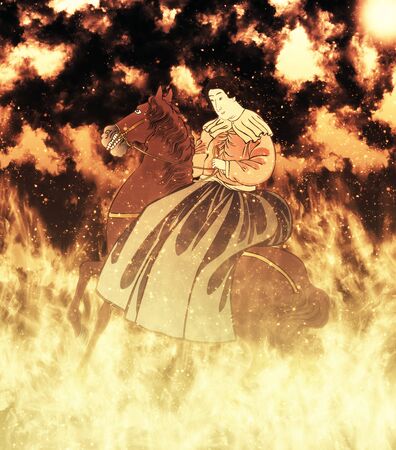 a woman's stranger in flamesの写真素材