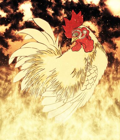 Ukiyoe Chicken Part 1 Flame Versionの写真素材