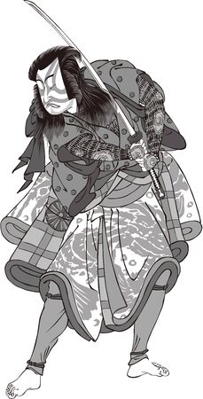 a kabuki actor with a swordのイラスト素材
