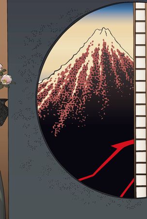 Mt. Fuji seen from the window of a Japanese houseのイラスト素材