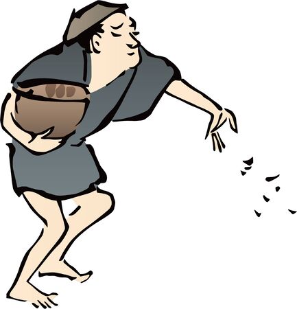 a man sowing seedsのイラスト素材