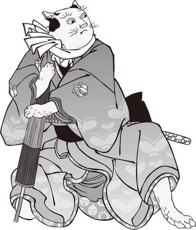 Anthropomorphic Cat Samuraiのイラスト素材