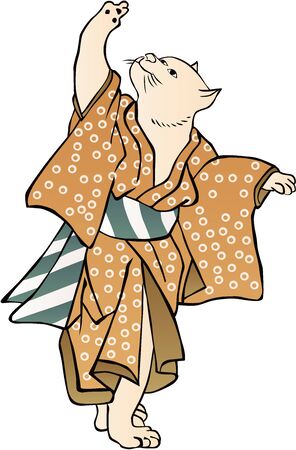 Anthropomorphic cat dancingのイラスト素材