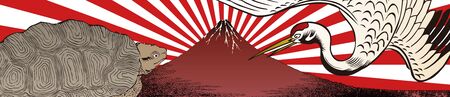 Mt. Fuji, cranes and turtlesのイラスト素材