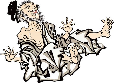 The old man who is surprised and fallsのイラスト素材